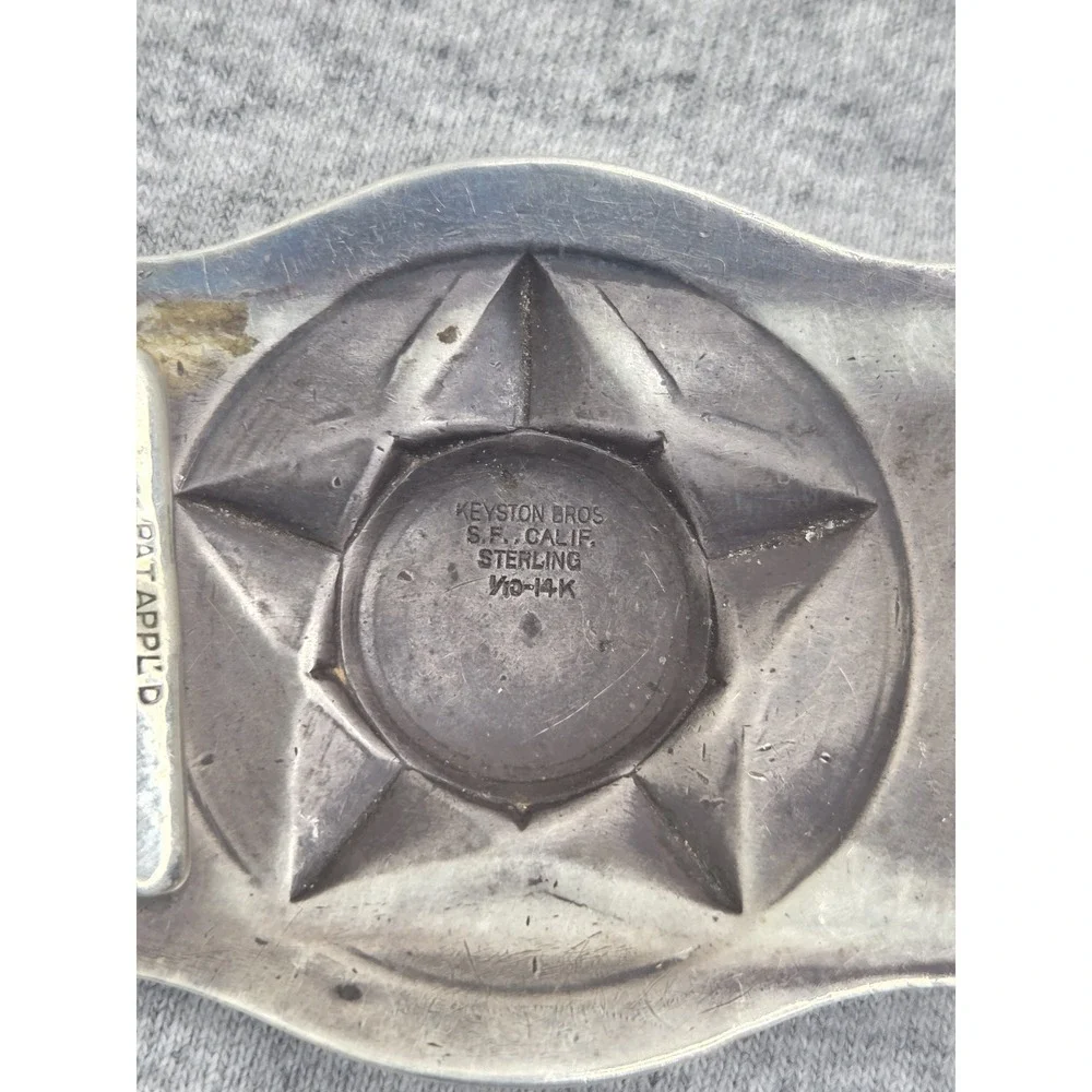 Rare Vintage Keyston Sterling Silver 14k Gold Horse Western Belt Buckle Heavy